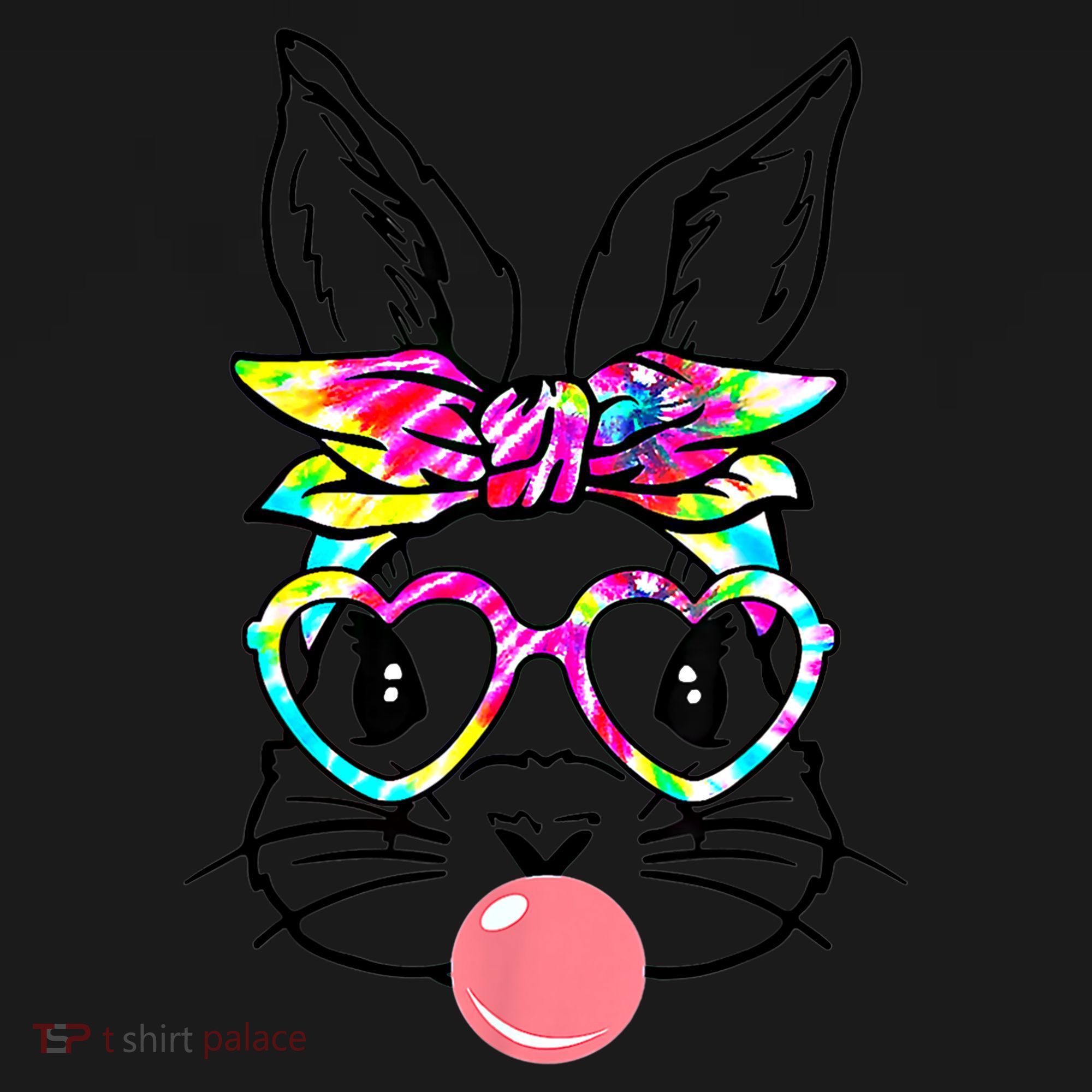 Cute Bunny With Bandana Heart Glasses Bubblegum Easter Day Gift Ornament