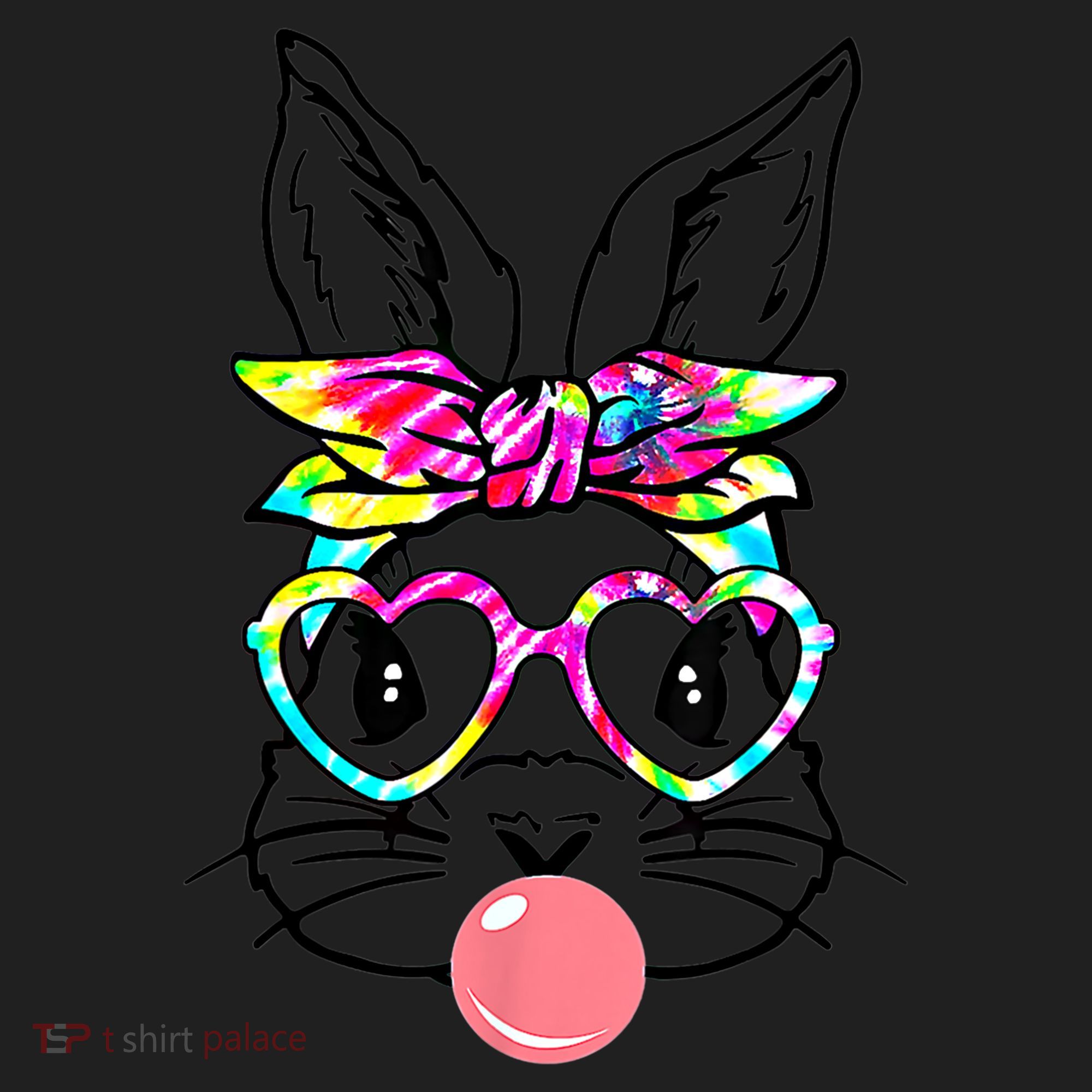 Cute Bunny With Bandana Heart Glasses Bubblegum Easter Day Gift Golf Towel