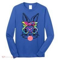 Cute Bunny With Bandana Heart Glasses Bubblegum Easter Day Gift Long Sleeve Shirt thumb 0