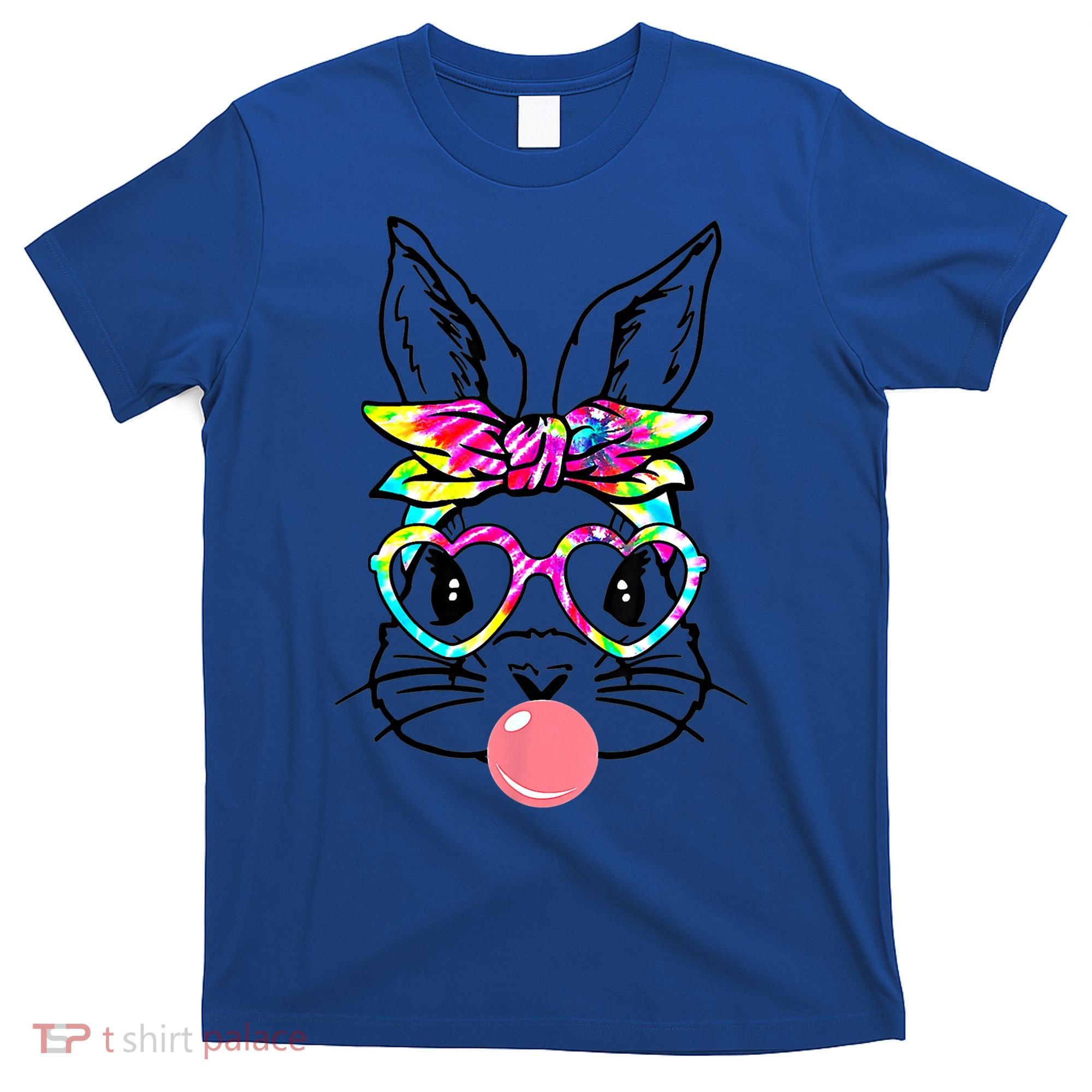 Cute Bunny With Bandana Heart Glasses Bubblegum Easter Day Gift T-Shirt