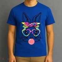 Cute Bunny With Bandana Heart Glasses Bubblegum Easter Day Gift T-Shirt thumb 3