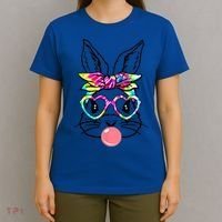Cute Bunny With Bandana Heart Glasses Bubblegum Easter Day Gift T-Shirt thumb 4