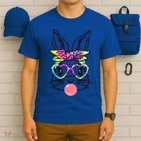 Cute Bunny With Bandana Heart Glasses Bubblegum Easter Day Gift T-Shirt thumb 6