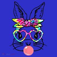 Cute Bunny With Bandana Heart Glasses Bubblegum Easter Day Gift Polo thumb 2
