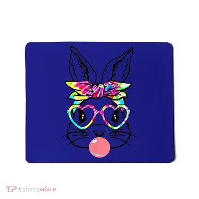 Cute Bunny With Bandana Heart Glasses Bubblegum Easter Day Gift Mousepad