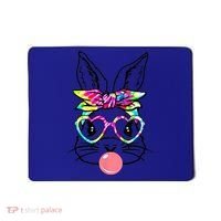Cute Bunny With Bandana Heart Glasses Bubblegum Easter Day Gift Mousepad thumb 0