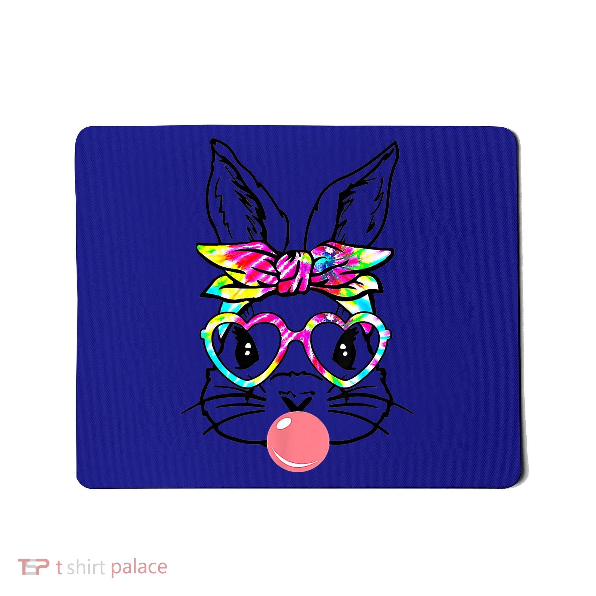 Cute Bunny With Bandana Heart Glasses Bubblegum Easter Day Gift Mousepad