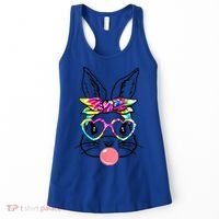 Cute Bunny With Bandana Heart Glasses Bubblegum Easter Day Gift Women's Tank Top thumb 0