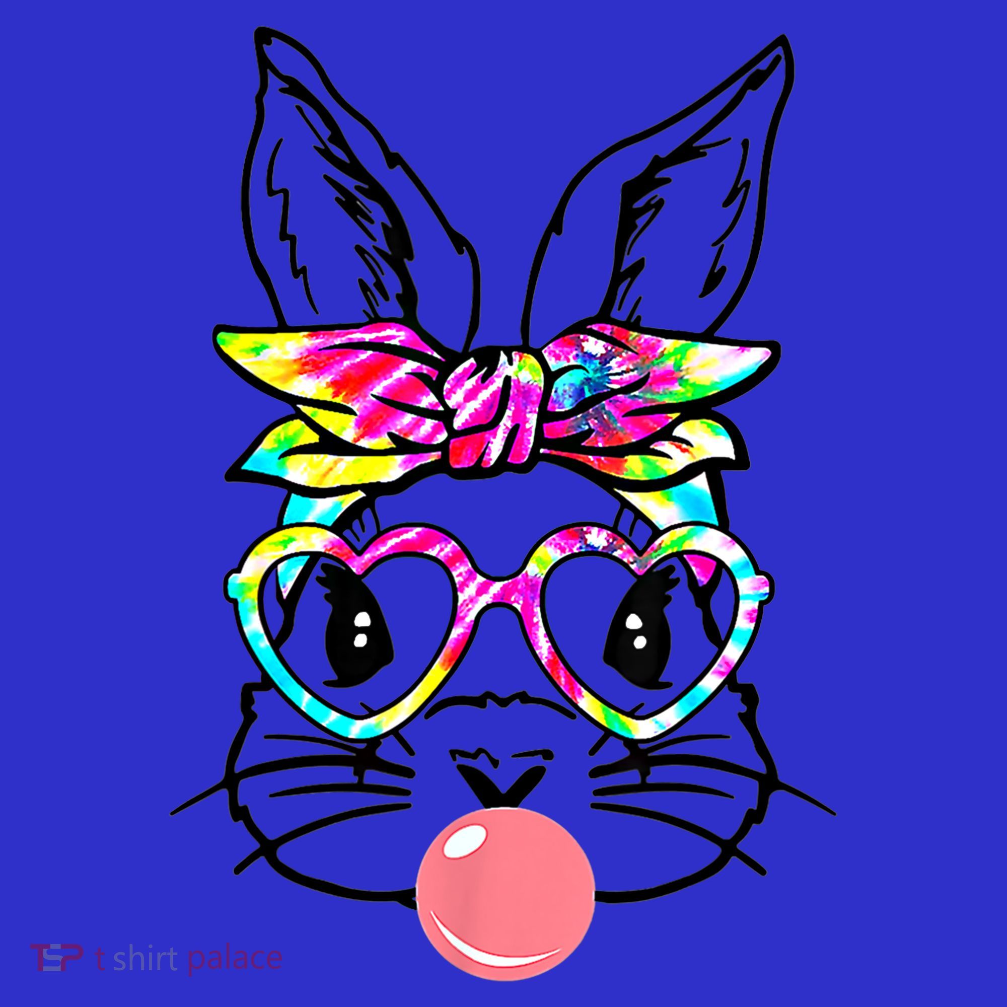 Cute Bunny With Bandana Heart Glasses Bubblegum Easter Day Gift Women's Tank Top