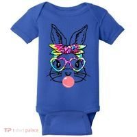 Cute Bunny With Bandana Heart Glasses Bubblegum Easter Day Gift Baby Bodysuit thumb 0
