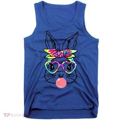 Cute Bunny With Bandana Heart Glasses Bubblegum Easter Day Gift Tank Top
