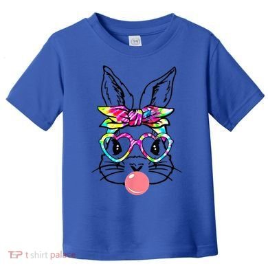 Cute Bunny With Bandana Heart Glasses Bubblegum Easter Day Gift Toddler T-Shirt