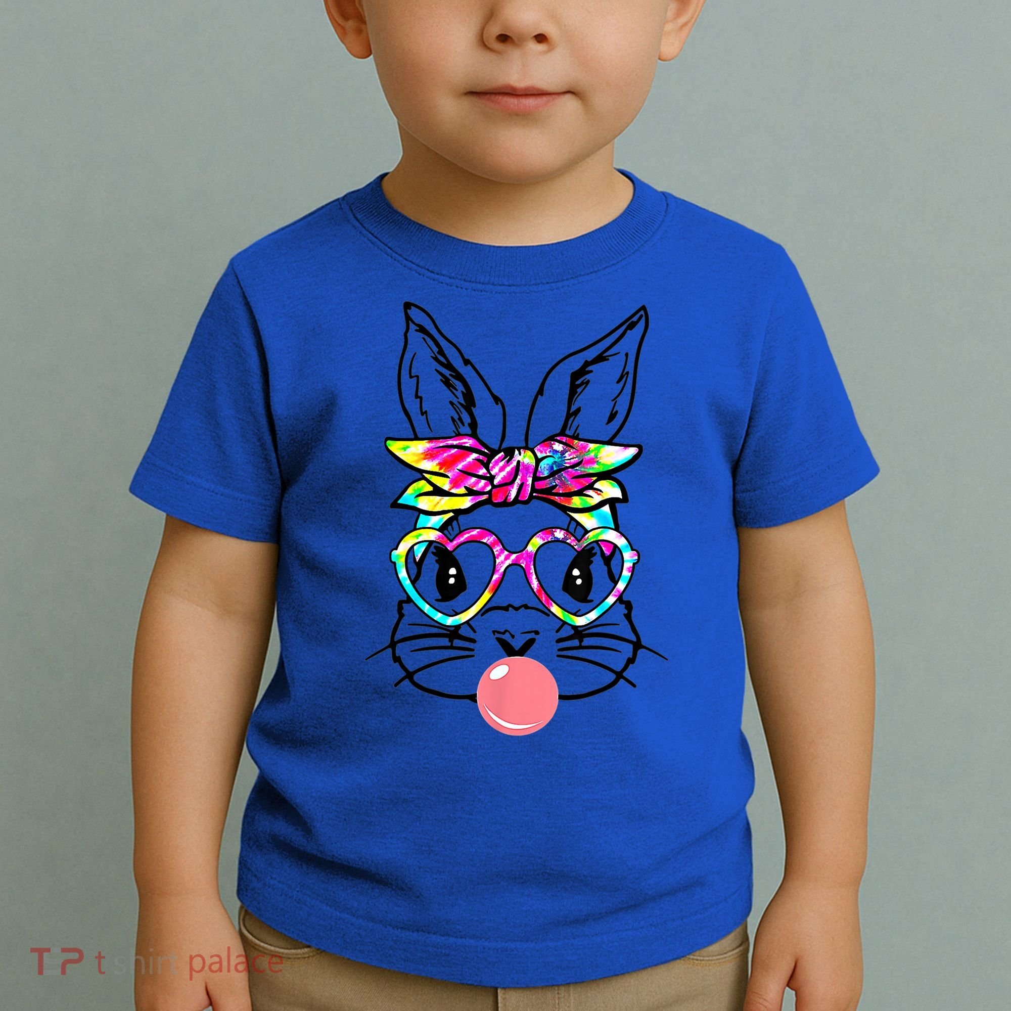 Cute Bunny With Bandana Heart Glasses Bubblegum Easter Day Gift Toddler T-Shirt