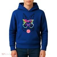 Cute Bunny With Bandana Heart Glasses Bubblegum Easter Day Gift Kids Hoodie thumb 4