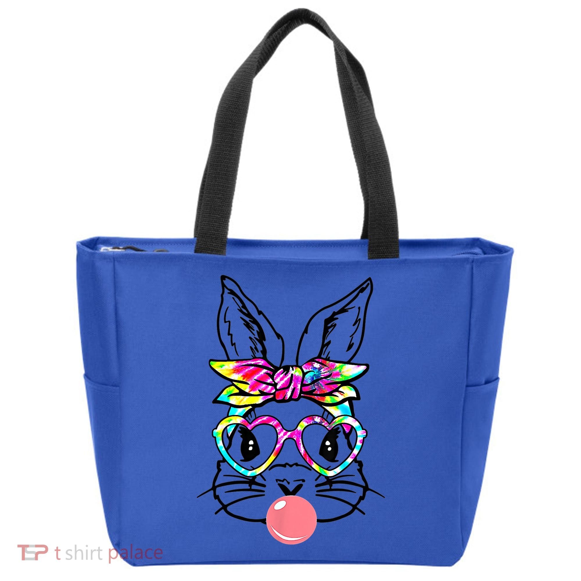 Cute Bunny With Bandana Heart Glasses Bubblegum Easter Day Gift Tote Bag
