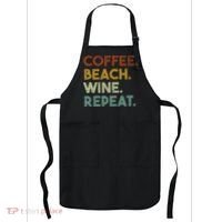 Coffee Beach Wine Repeat Funny Retro Beach Apron thumb 0