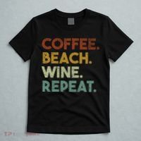 Coffee Beach Wine Repeat Funny Retro Beach T-Shirt thumb 5