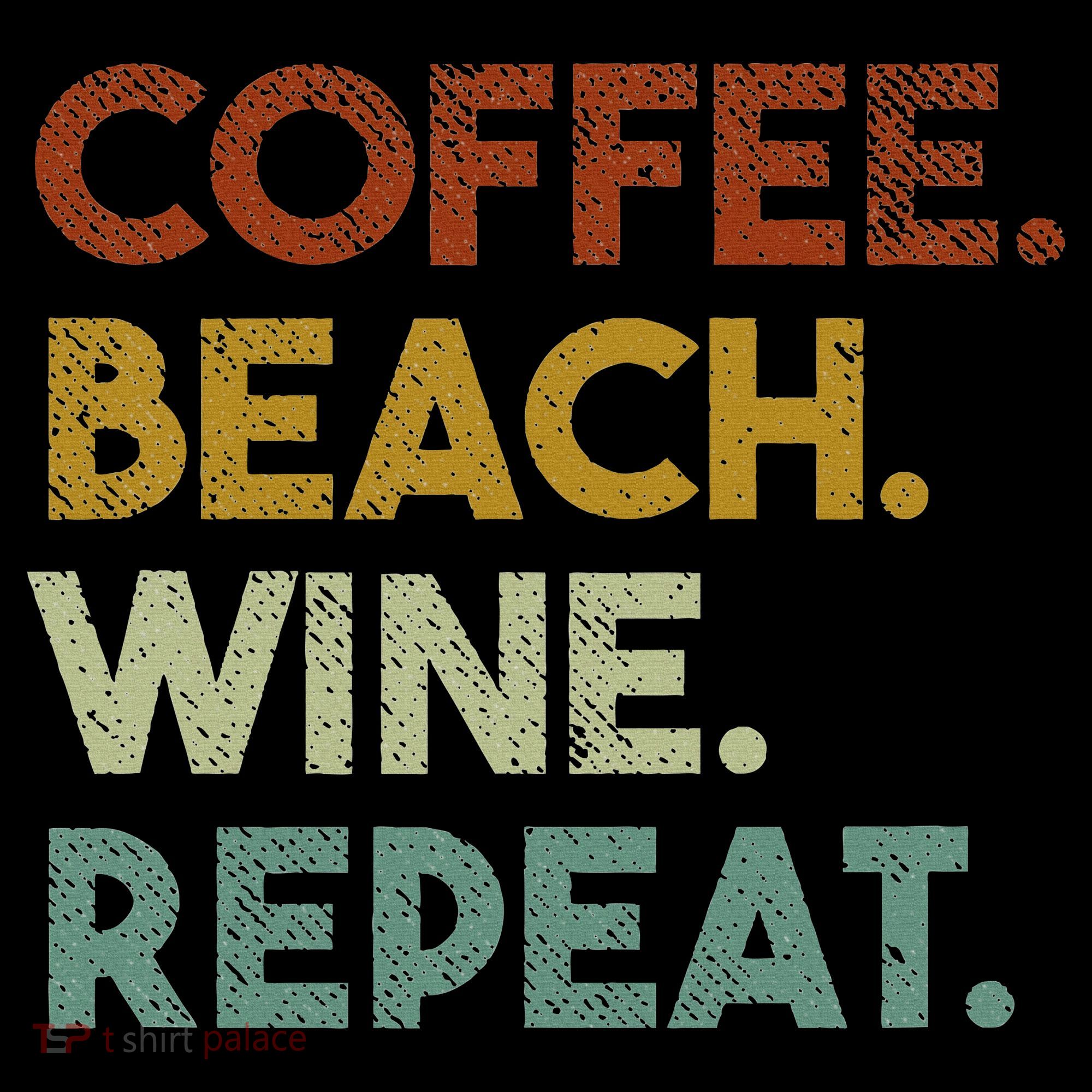 Coffee Beach Wine Repeat Funny Retro Beach Coaster