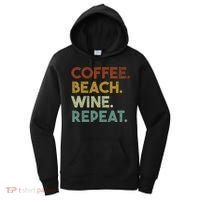 Coffee Beach Wine Repeat Funny Retro Beach Women's Hoodie thumb 0
