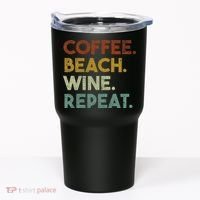 Coffee Beach Wine Repeat Funny Retro Beach Tumbler thumb 0