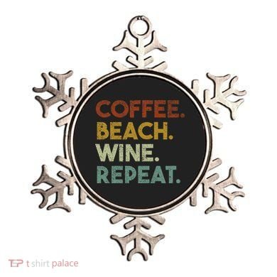 Coffee Beach Wine Repeat Funny Retro Beach Ornament