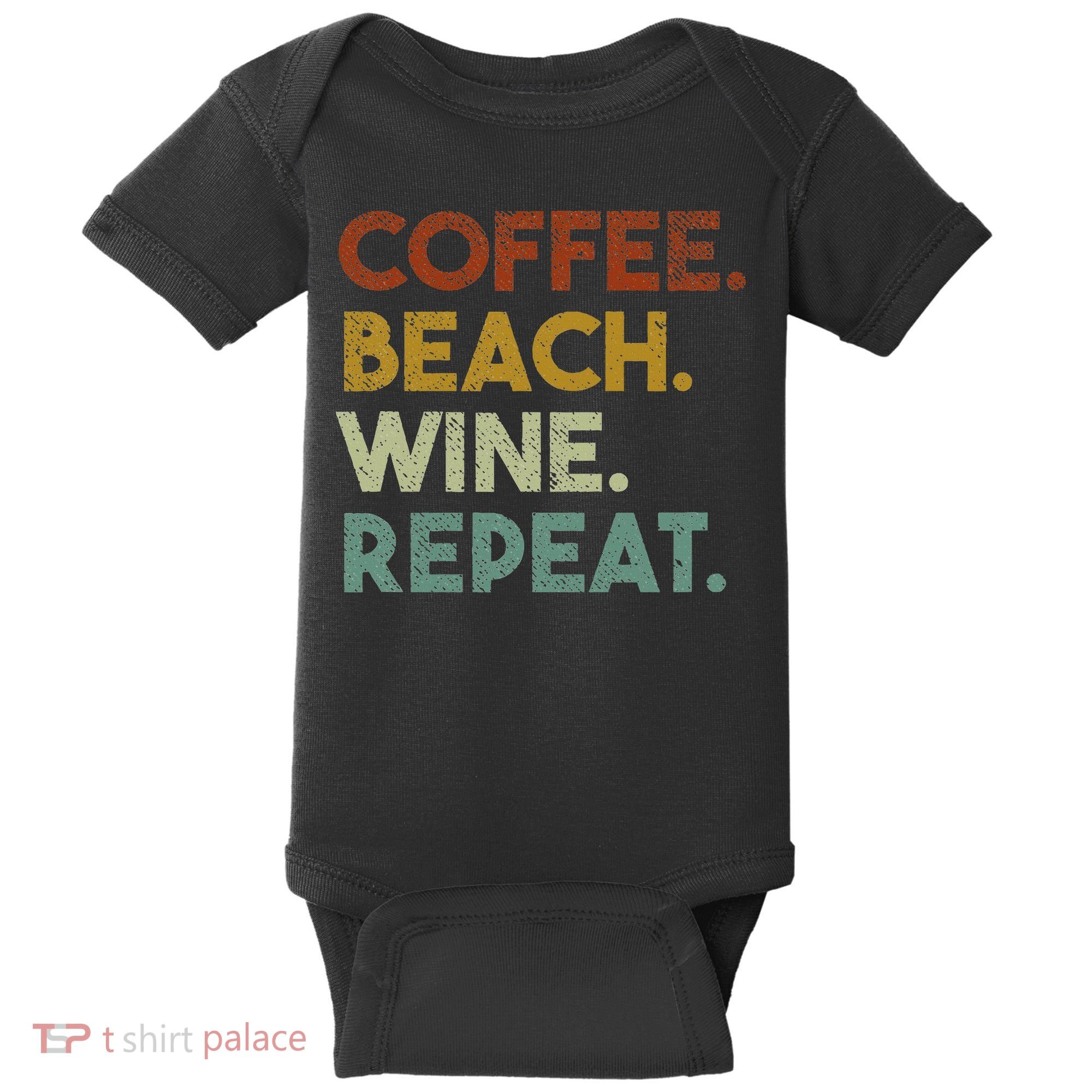 Coffee Beach Wine Repeat Funny Retro Beach Baby Bodysuit