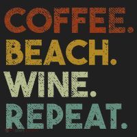 Coffee Beach Wine Repeat Funny Retro Beach Hat thumb 2