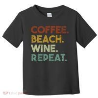 Coffee Beach Wine Repeat Funny Retro Beach Toddler T-Shirt thumb 0