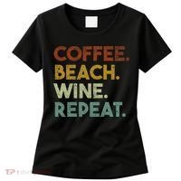 Coffee Beach Wine Repeat Funny Retro Beach Women's T-Shirt thumb 0
