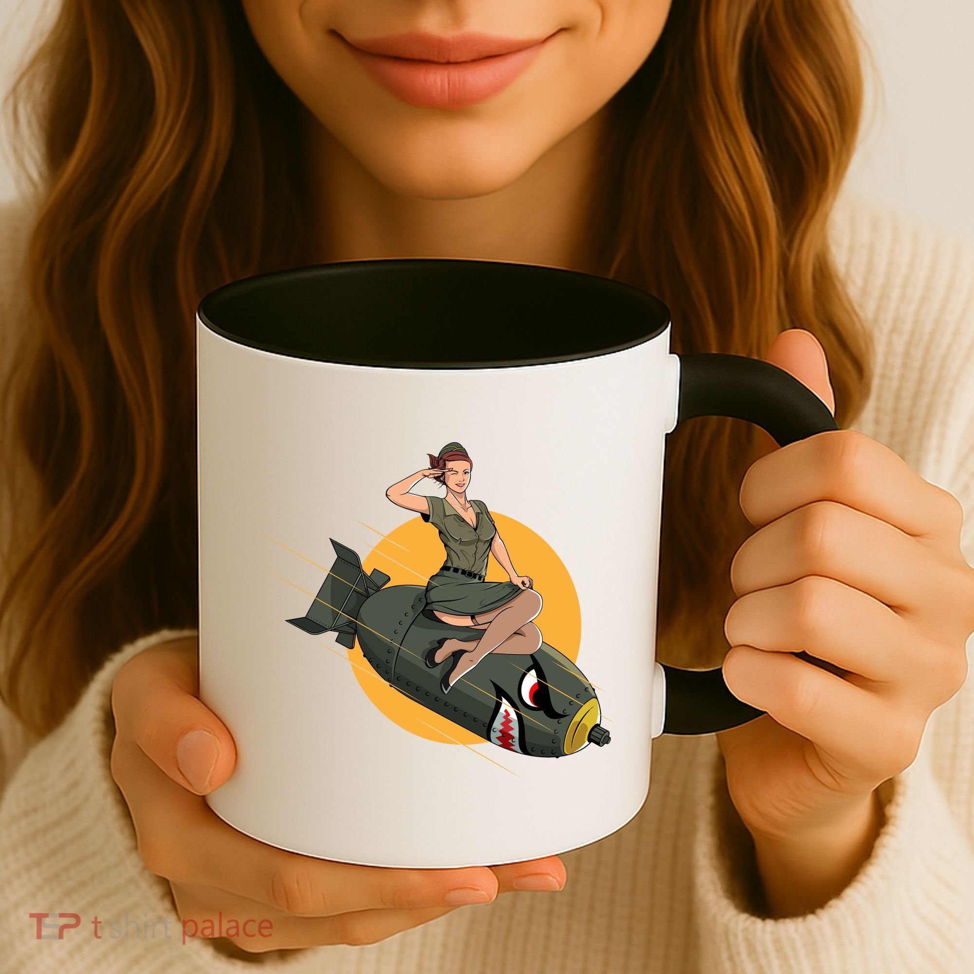 Cherry Bomb WW2 Pin Up Girl Coffee Mug