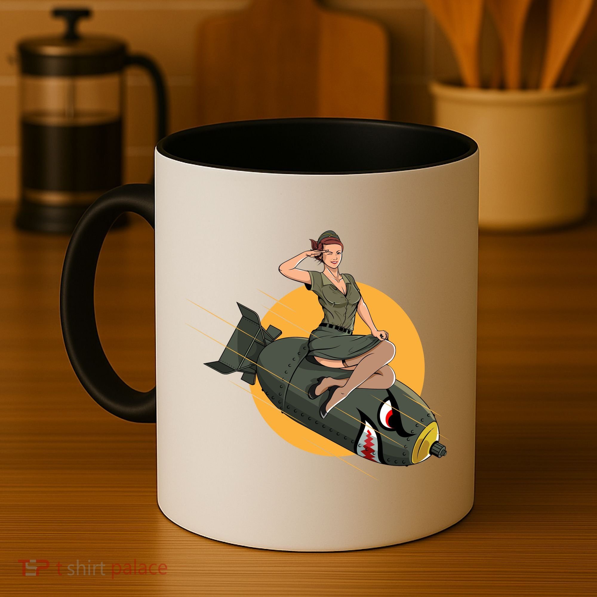 Cherry Bomb WW2 Pin Up Girl Coffee Mug