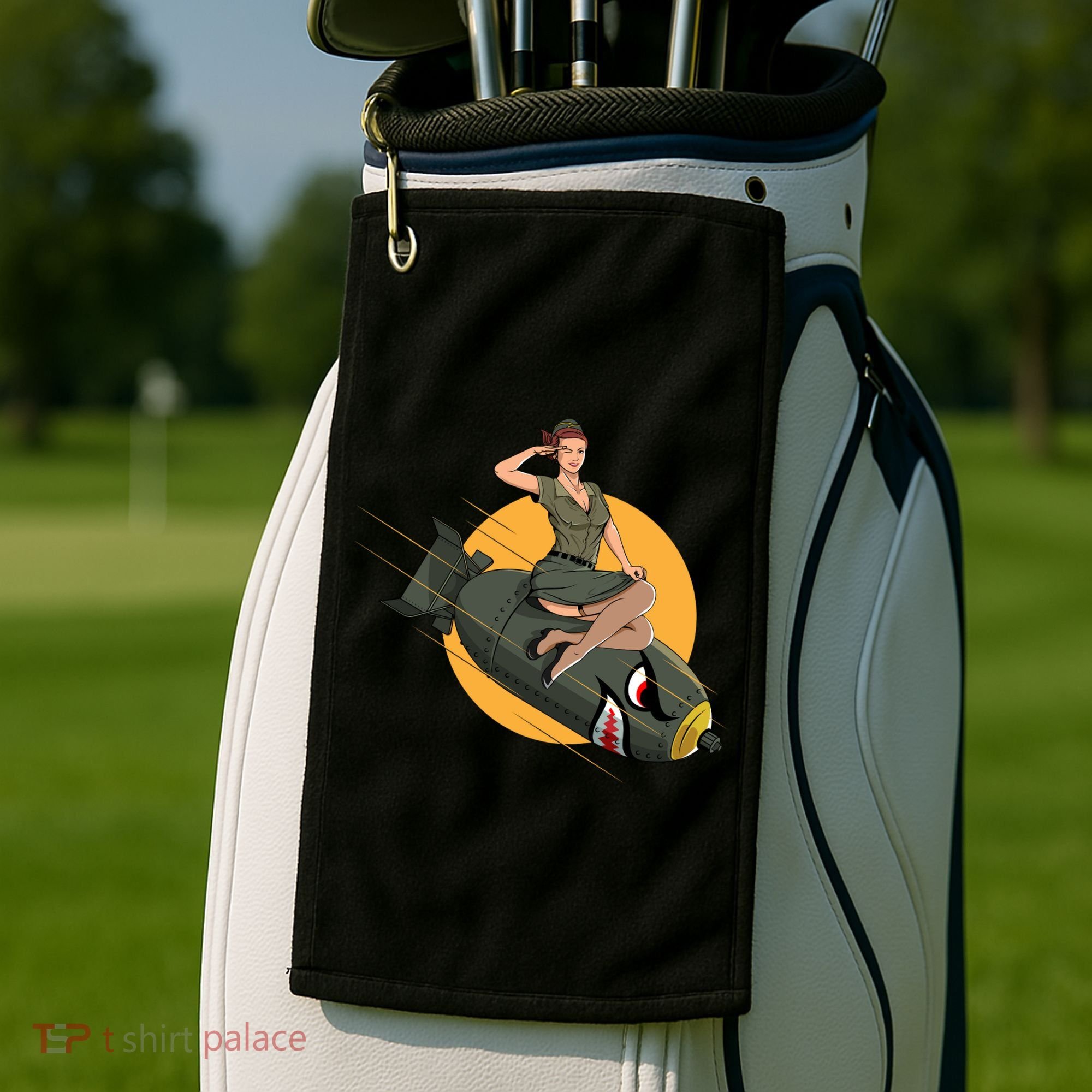 Cherry Bomb WW2 Pin Up Girl Golf Towel