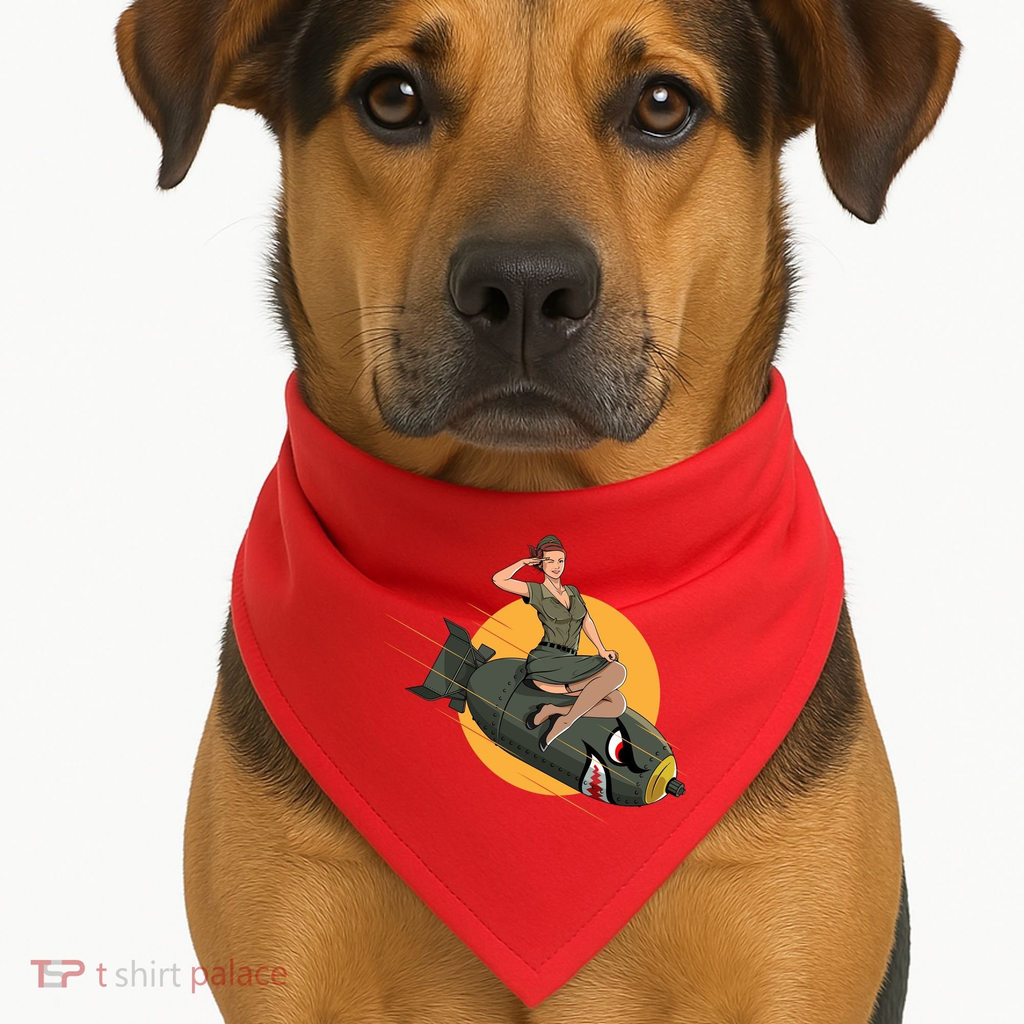 Cherry Bomb WW2 Pin Up Girl USA-Made Doggie Bandana