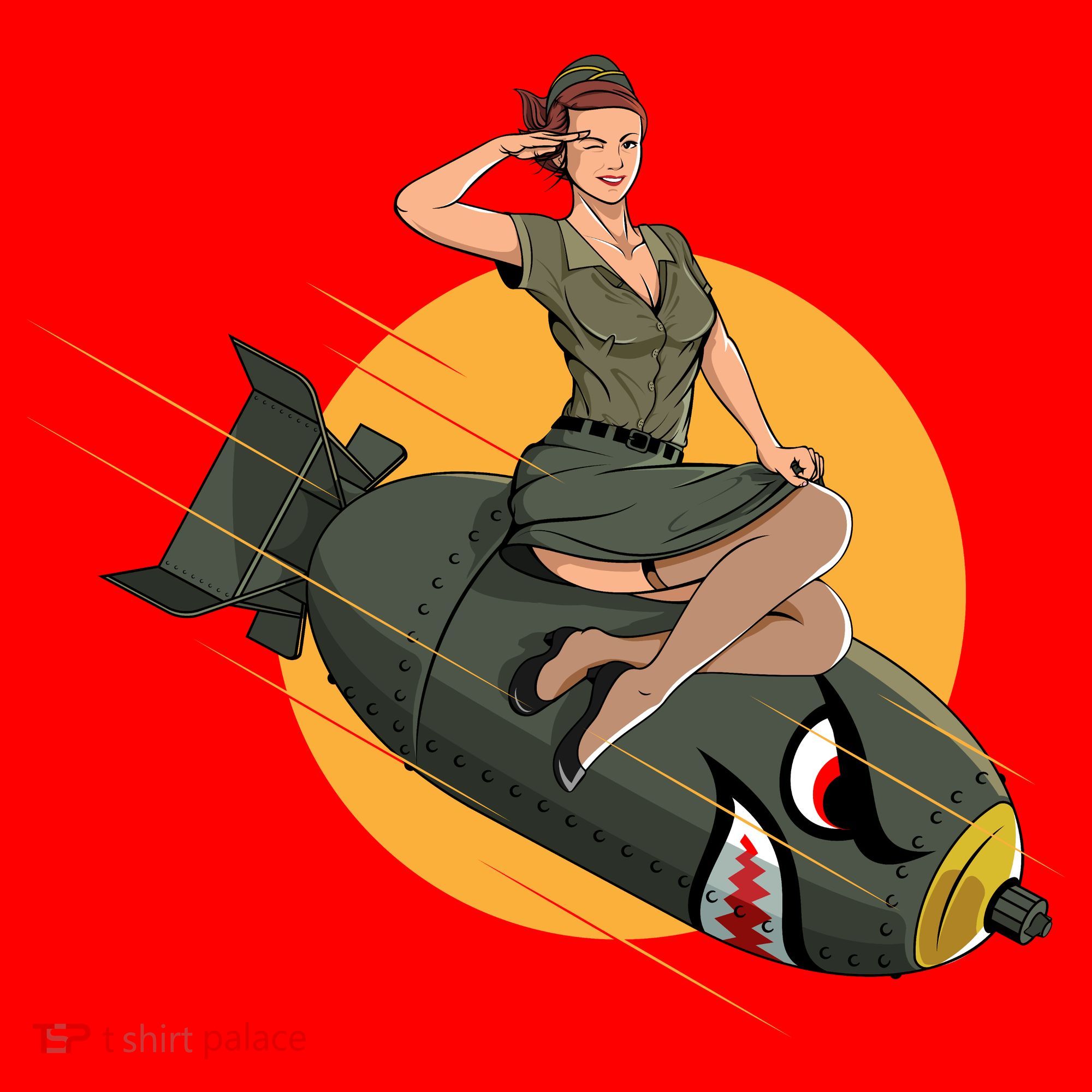 Cherry Bomb WW2 Pin Up Girl T-Shirt