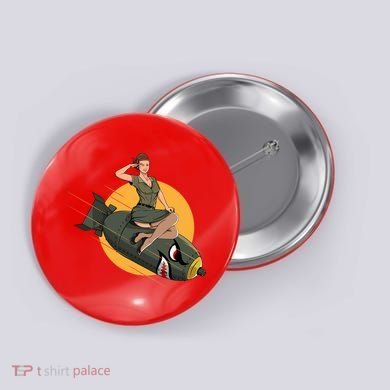 Cherry Bomb WW2 Pin Up Girl Button
