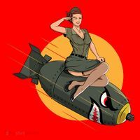 Cherry Bomb WW2 Pin Up Girl Ornament thumb 1