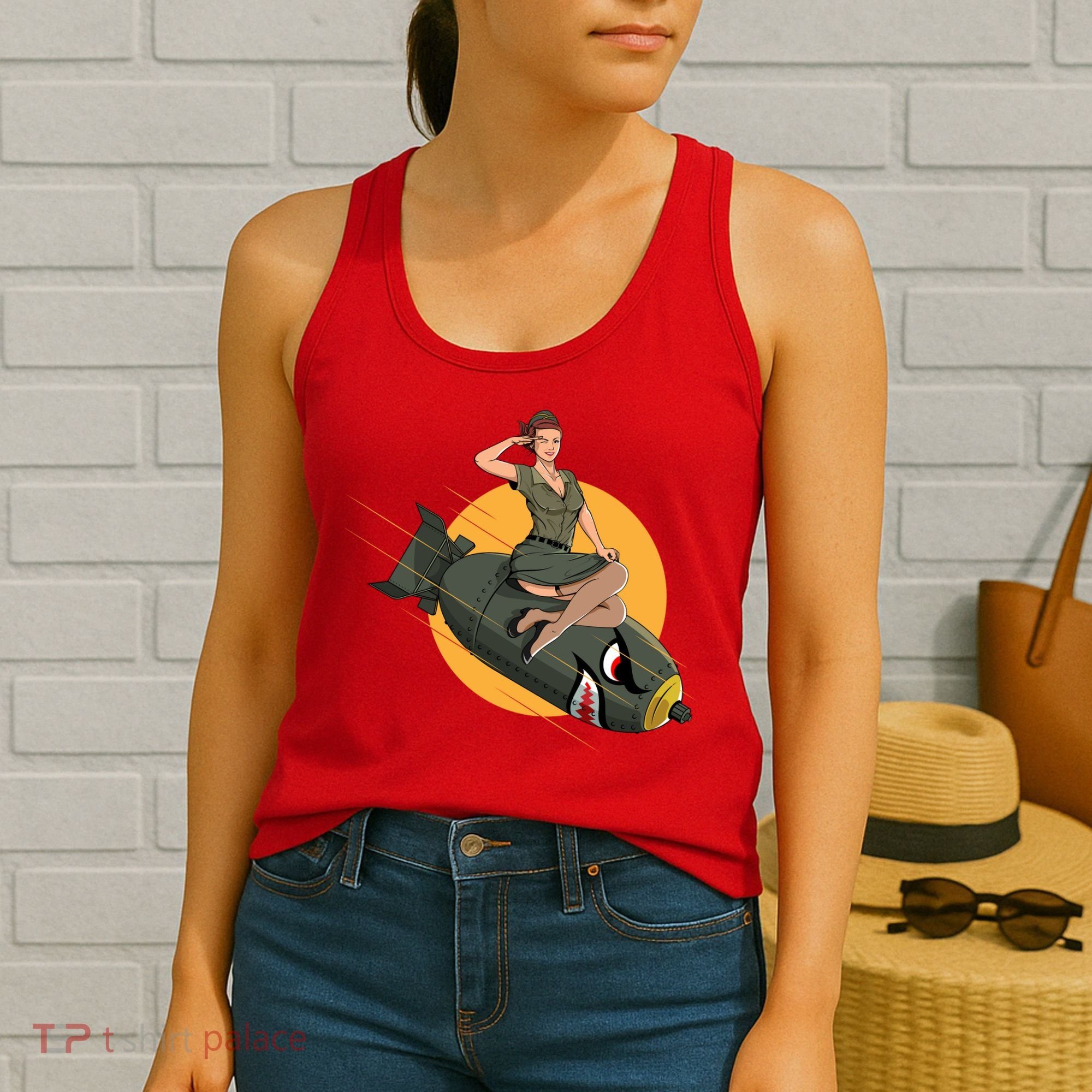 Cherry Bomb WW2 Pin Up Girl Women's Tank Top