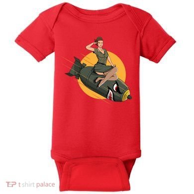 Cherry Bomb WW2 Pin Up Girl Baby Bodysuit