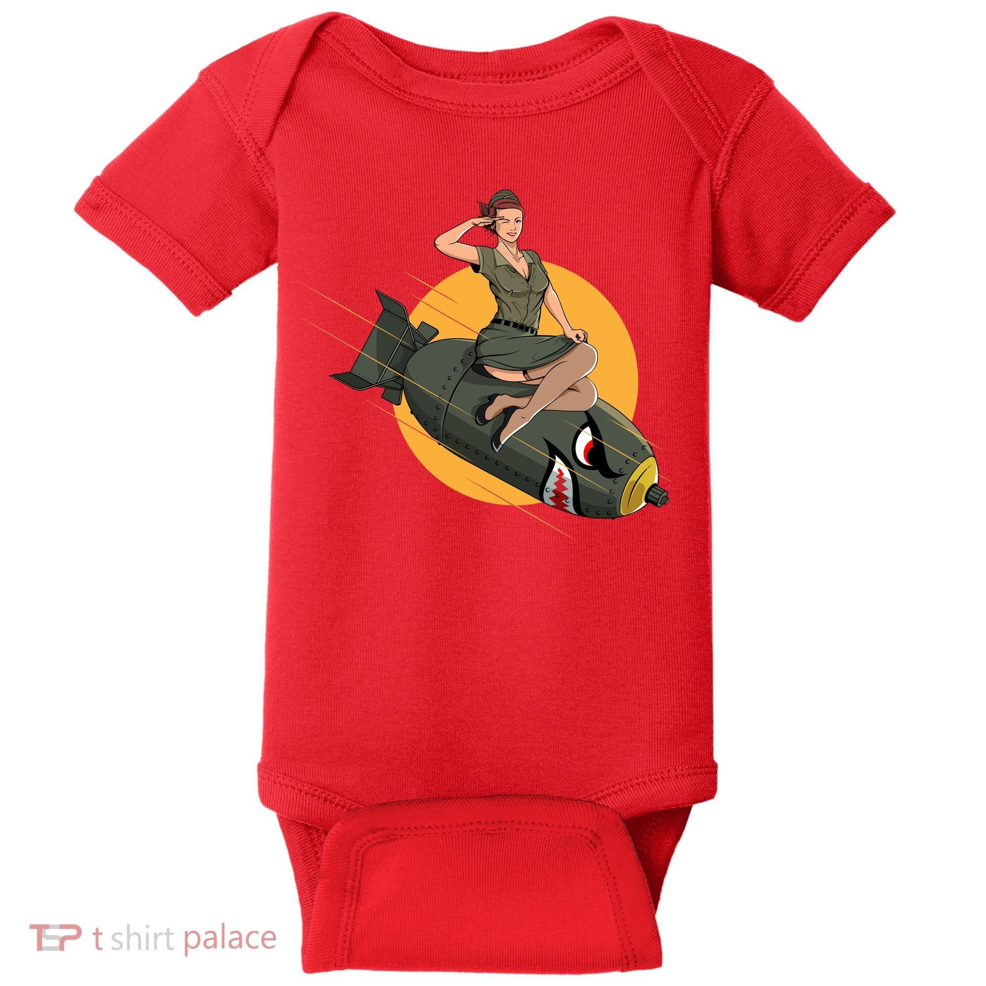 Cherry Bomb WW2 Pin Up Girl Baby Bodysuit