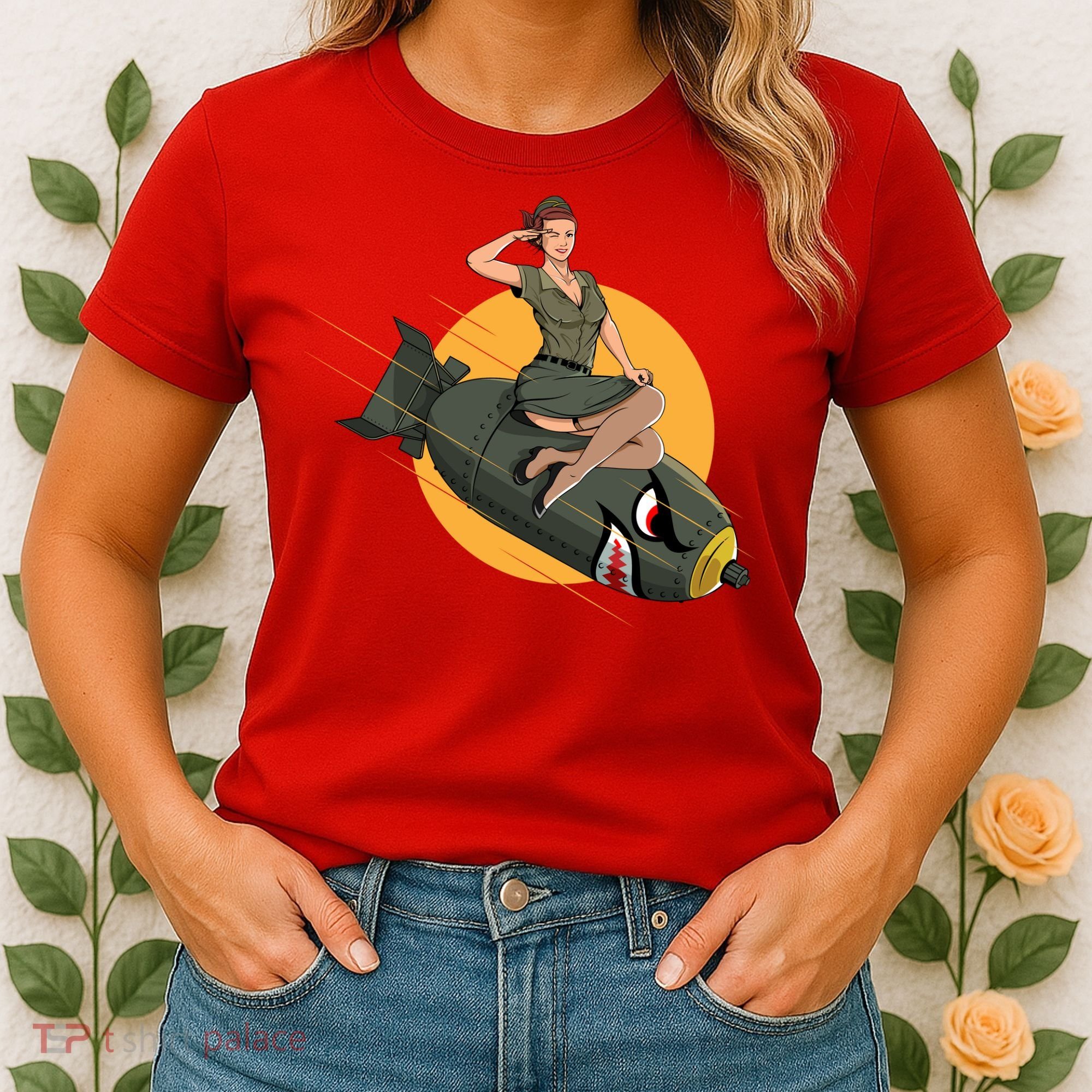 Cherry Bomb WW2 Pin Up Girl Women's T-Shirt