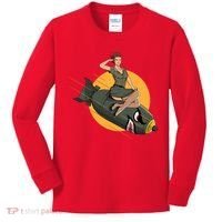 Cherry Bomb WW2 Pin Up Girl Kids Long Sleeve Shirt thumb 0