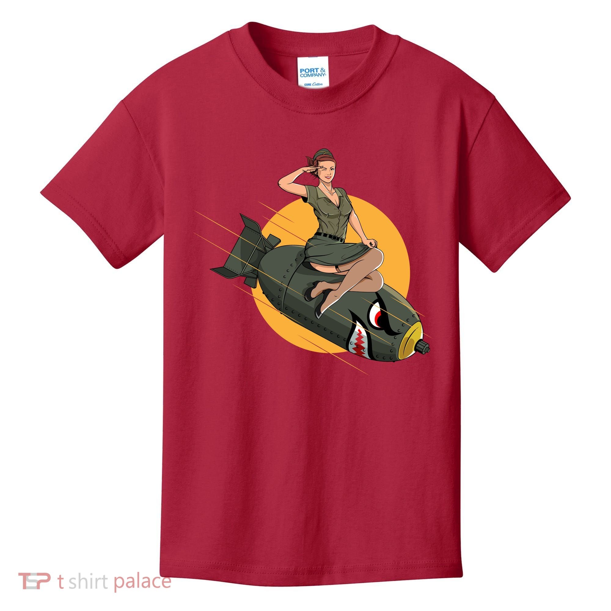 Cherry Bomb WW2 Pin Up Girl Kids T-Shirt