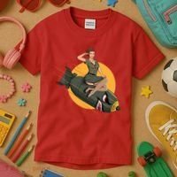 Cherry Bomb WW2 Pin Up Girl Kids T-Shirt thumb 3