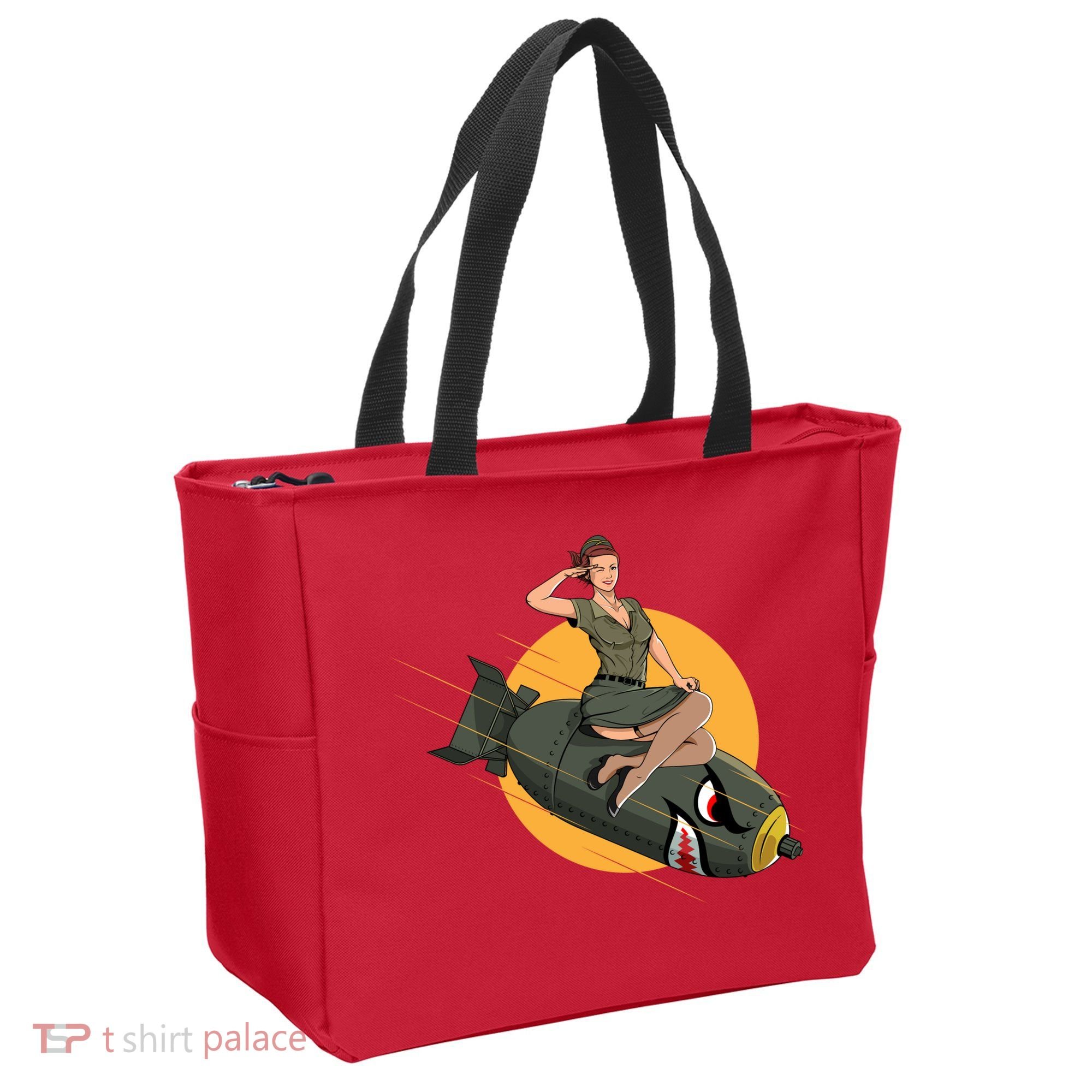 Cherry Bomb WW2 Pin Up Girl Tote Bag