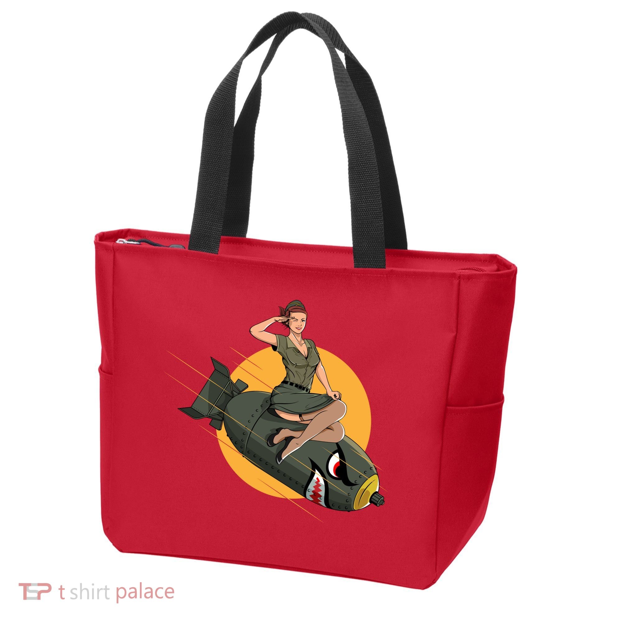 Cherry Bomb WW2 Pin Up Girl Tote Bag