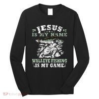 Catching big Walleye Fish over 25 inches Walleye Hunter Long Sleeve Shirt thumb 0