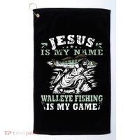 Catching big Walleye Fish over 25 inches Walleye Hunter Golf Towel thumb 0