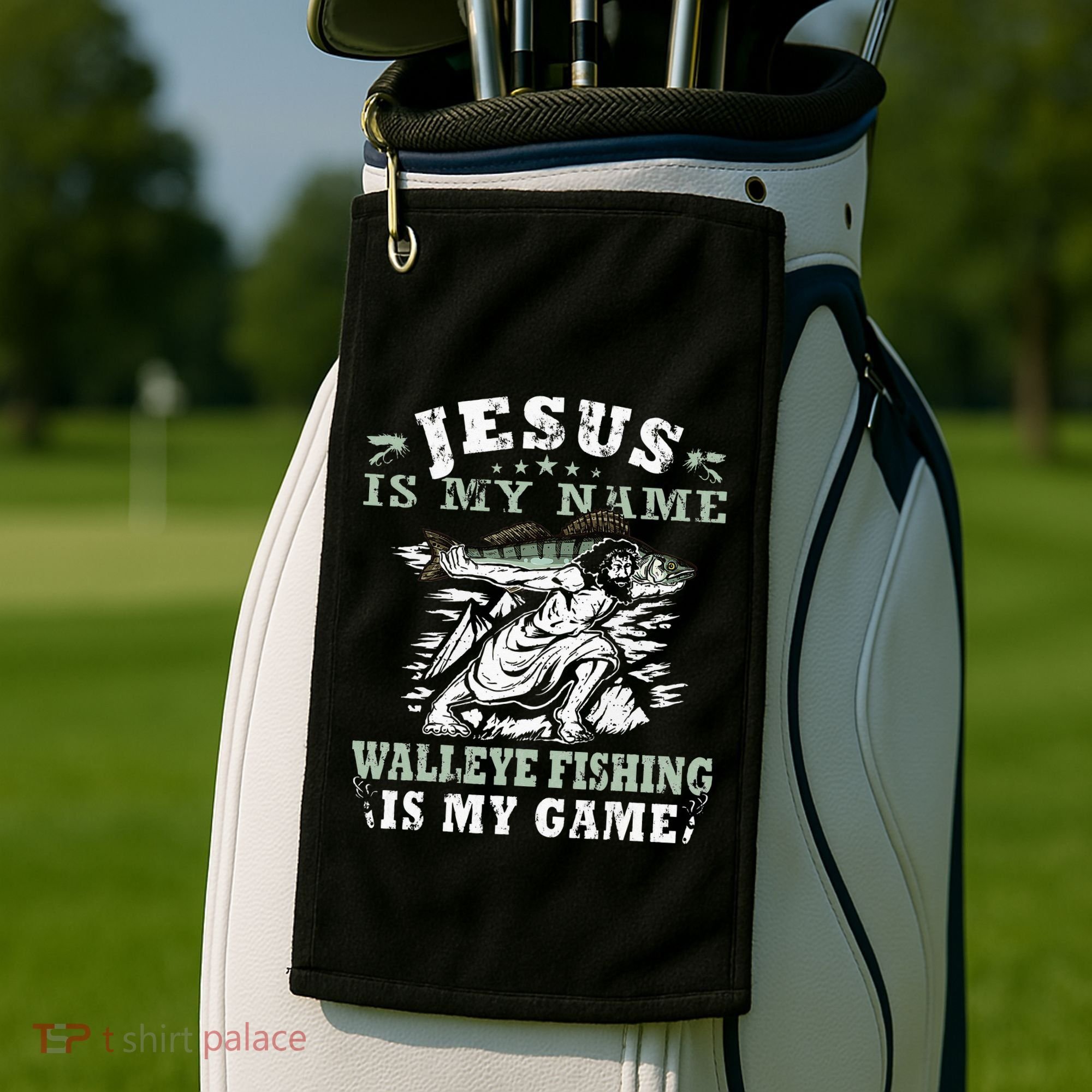Catching big Walleye Fish over 25 inches Walleye Hunter Golf Towel