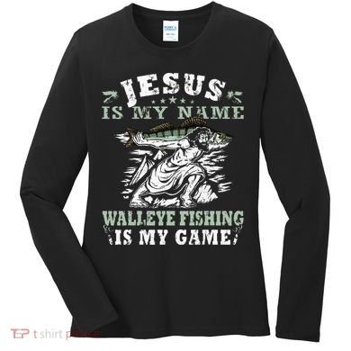 Catching big Walleye Fish over 25 inches Walleye Hunter Women's Long Sleeve Shirt