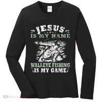 Catching big Walleye Fish over 25 inches Walleye Hunter Women's Long Sleeve Shirt thumb 0